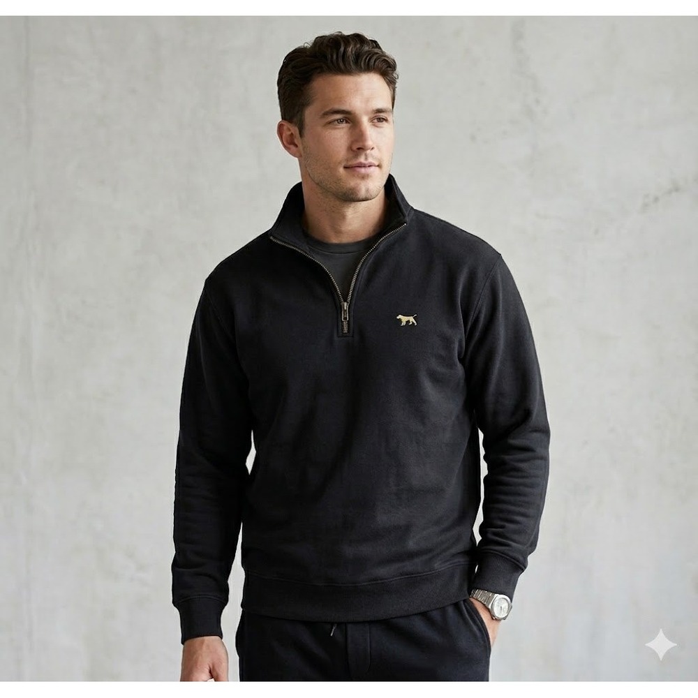 Rodd & Gunn Quarter Zip Sweatshirt Size L  Black Sweater Minimal Classic‎ Preppy